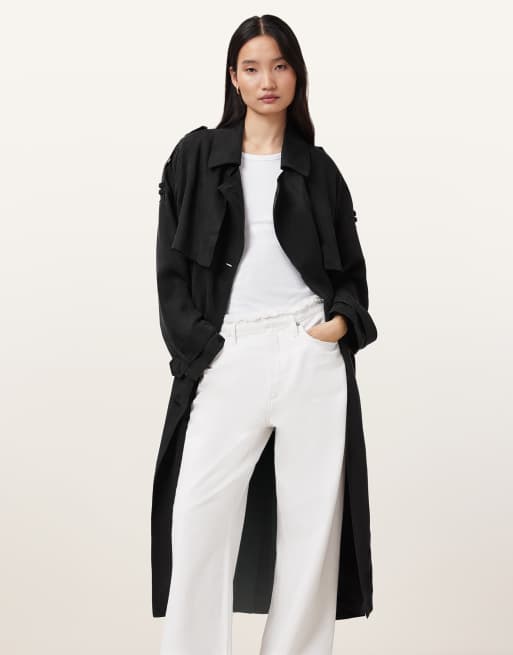 AllSaints – Linnie – Trenchcoat in Schwarz