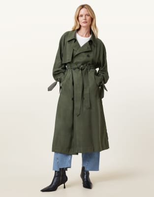 AllSaints - Linnie - Trenchcoat in Weinblattgrün