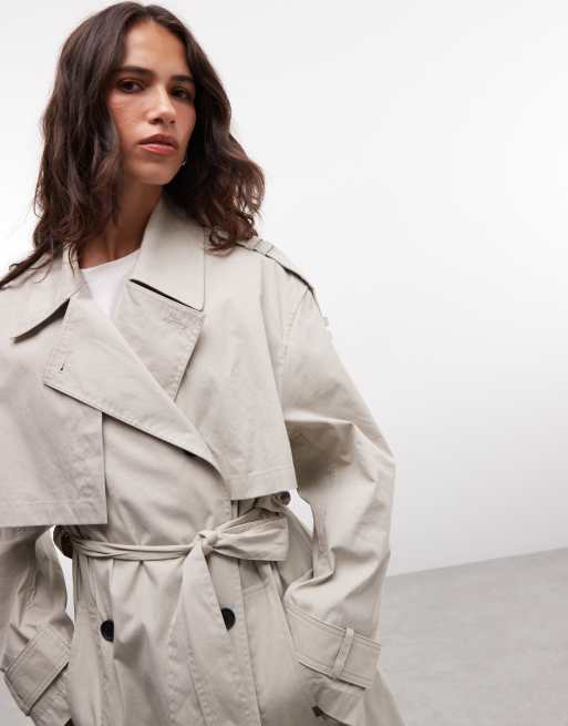 AllSaints Linnie trenchcoat med skärp i ljusbeige, 2 av 4
