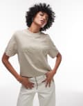 [AllSaints] AllSaints Lisa Biggy tonal logo t-shirt in light green 2-4 LIGHT ASH GREEN