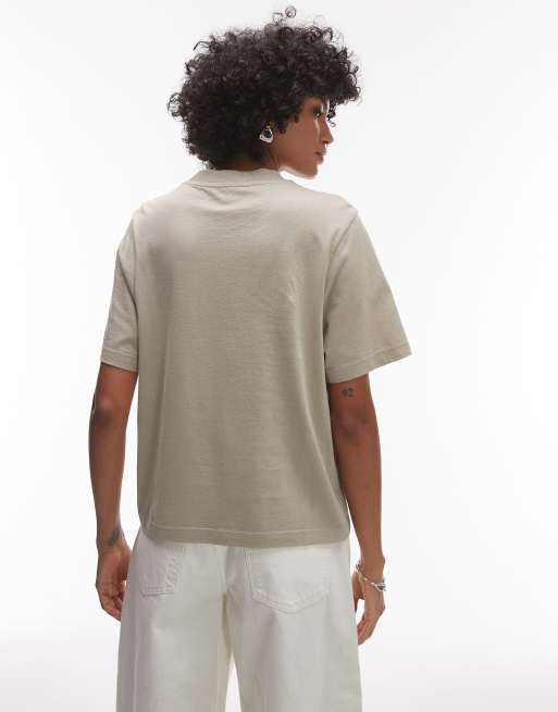 AllSaints Lisa Biggy tonal logo t-shirt in light green, 4 of 4