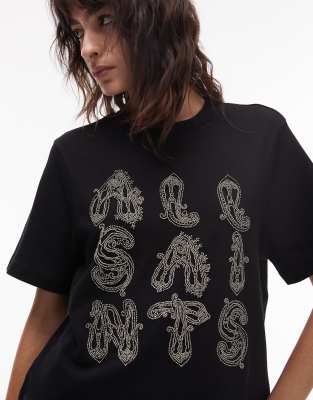 AllSaints Allsaints lisa embellished tee in black