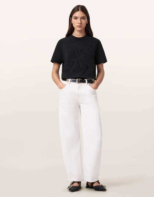 AllSaints – Lisa – T-Shirt in Schwarz mit Prägung, 2 von 7
