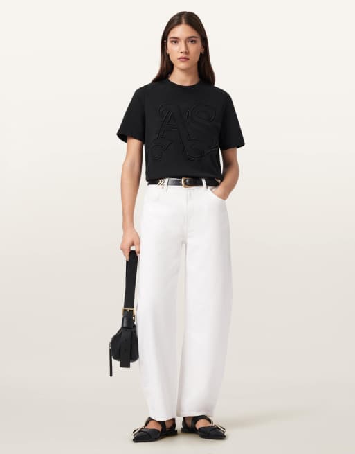 AllSaints - Lisa - T-shirt met reliëf in zwart, 6 van 7