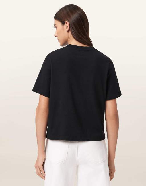 AllSaints - Lisa - T-shirt met reliëf in zwart, 7 van 7