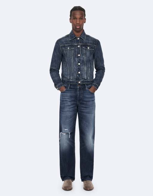 AllSaints lockerer gerader Schnitt in Destroy, mittleres Indigo, 4 von 7