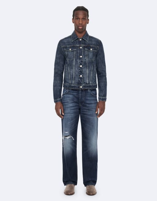 AllSaints lockerer gerader Schnitt in Destroy, mittleres Indigo, 6 von 7