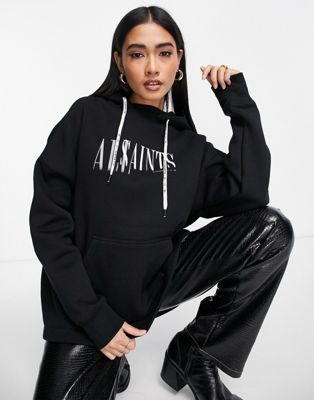 AllSaints logo hoodie in black