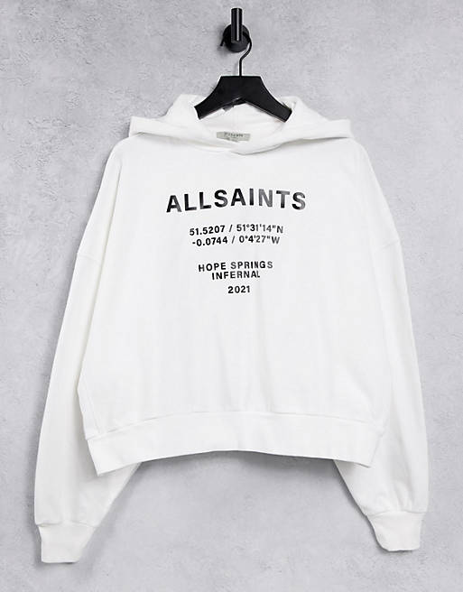 AllSaints logo hoodie in white | ASOS