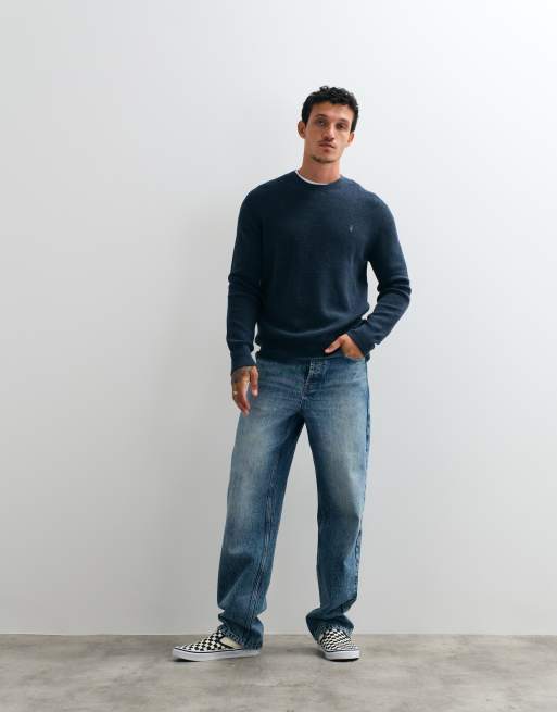 AllSaints logo trui in teal blauw, 3 van 5