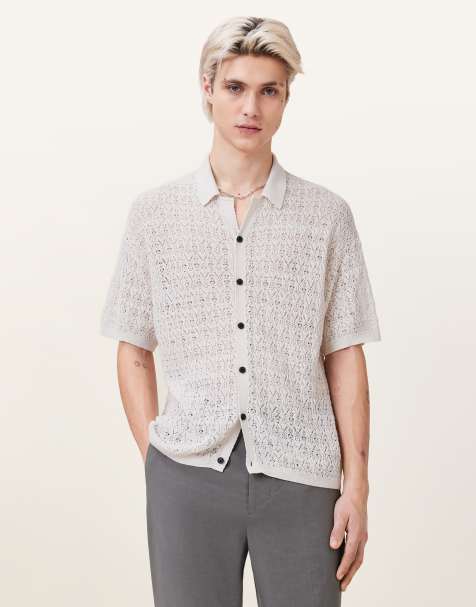 AllSaints – Loire – Kurzärmlige Strickjacke in Ecru - view 1