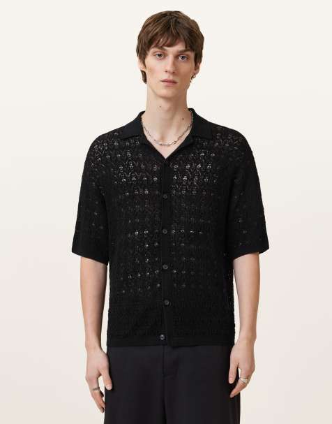 AllSaints – Loire – Kurzärmlige Strickjacke in Schwarz - view 1