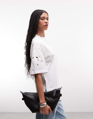Lola Amelie - T-shirt à manches courtes avec détails ajourés - Blanc 38-40