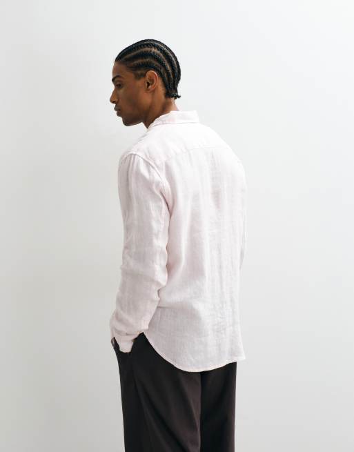 AllSaints – Loom – Langärmliges Leinenhemd in Rosa, 4 von 5