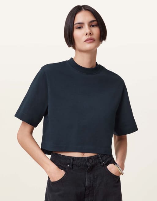 AllSaints - Lottie - T-shirt in zwarte oester blauw