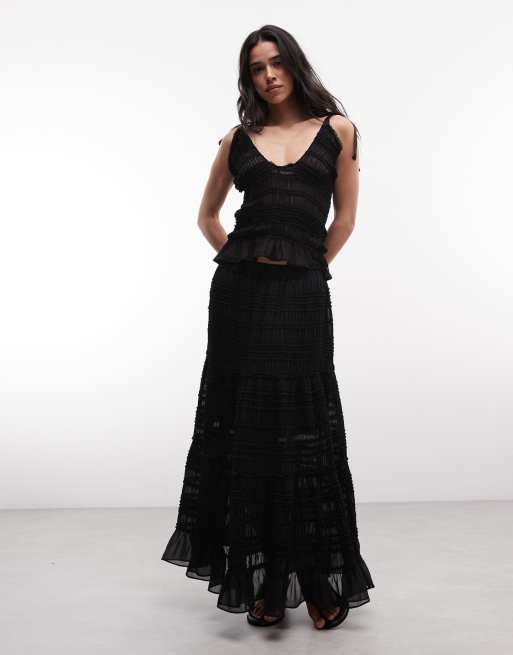 AllSaints Lotus co-ord sleeveless ruched top with tie up details in black, 3 of 4