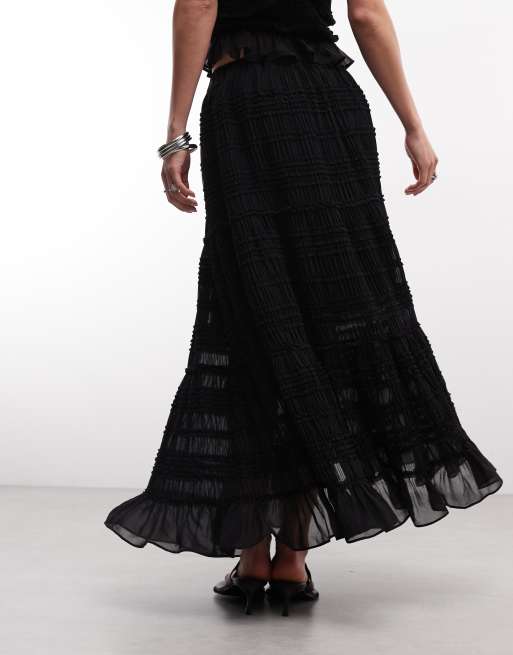 AllSaints - Lotus - Midi rok van mesh met ruches in zwart, deel van co-ord set, 5 van 5