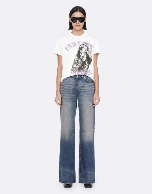 AllSaints Lou relaxed met hoge taille in lichtindigo, 2 van 6