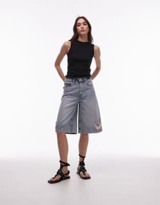 louie long shorts in light indigo-Blue