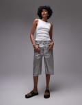 [AllSaints] AllSaints Louie long shorts in metallic silver W24 Metallic silver