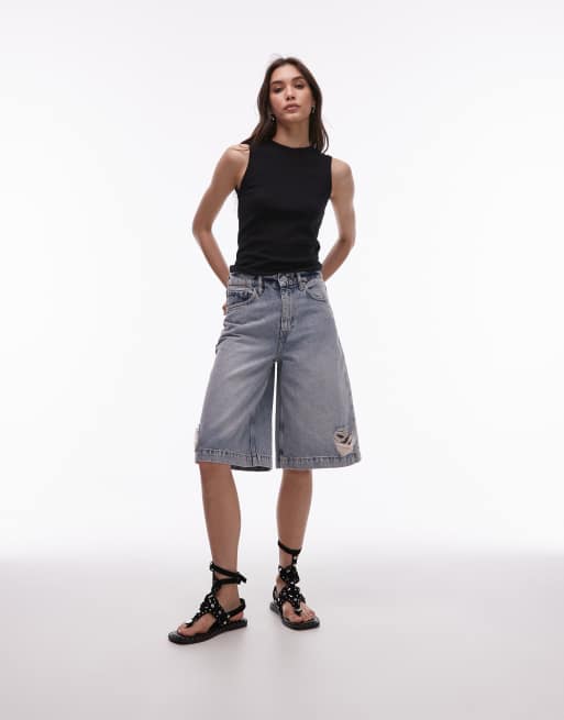 AllSaints - Louie - Pantaloncini taglio lungo blu indaco chiaro