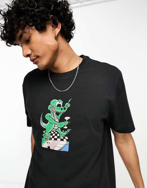 Lounge Lizard Crew Neck Graphic T-Shirt Washed Black