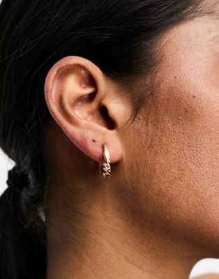 AllSaints Love hoop earrings in gold