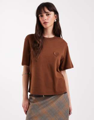 AllSaints lover lisa short sleeve t-shirt in cognac brown cognac brown 19490₽