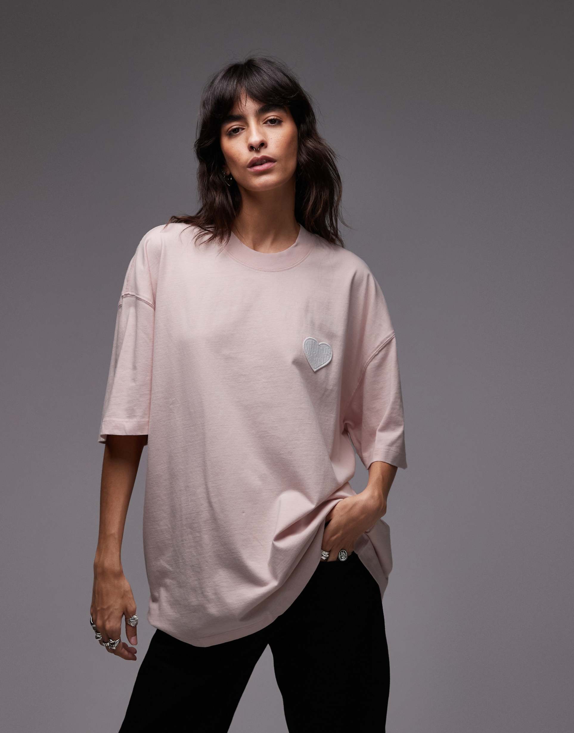 allsaints lover oversized t-shirt in pink