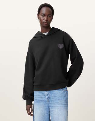 AllSaints – Lover Rihan – Kapuzenpullover in Schwarz - view 1