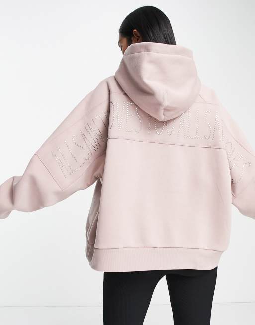 AllSaints - Loves You - Felpa con cappuccio rosa