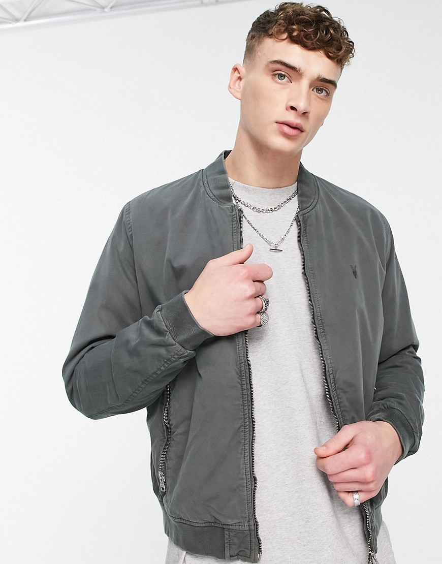 AllSaints Lows bomber jacket in gray