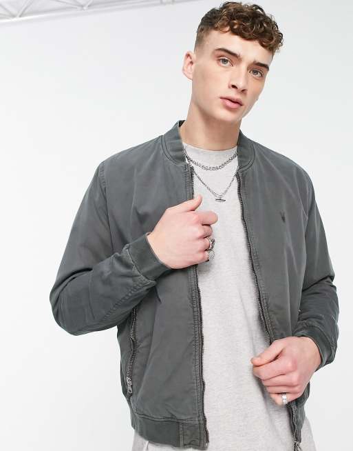 AllSaints Lows bomber jacket in gray | ASOS