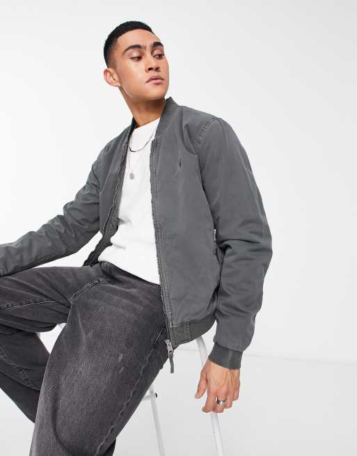 AllSaints Lows bomber jacket in grey | ASOS