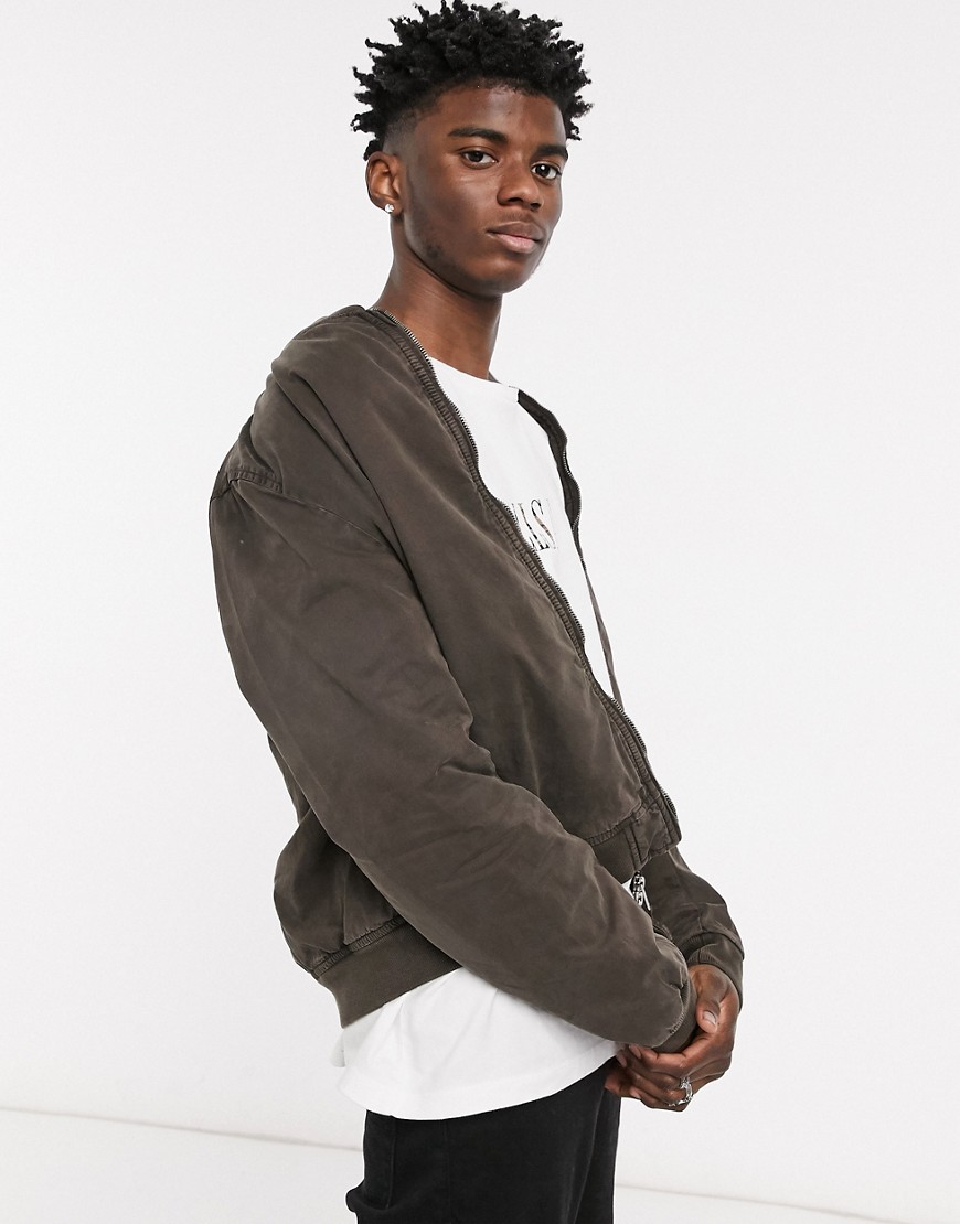 Allsaints Lows Padded Bomber Jacket In Brown