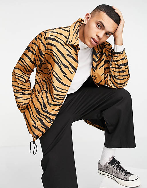 AllSaints luca tiger print jacket in orange