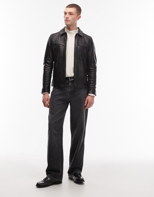 AllSaints – Luck – Lederjacke in Schwarz, 2 von 5