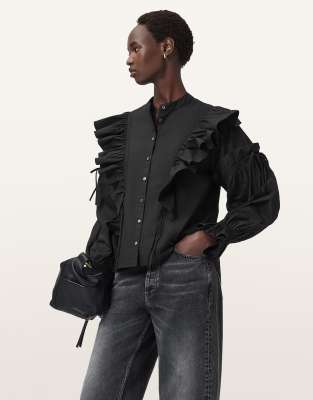 AllSaints - Lulu - Hemdbluse in Schwarz