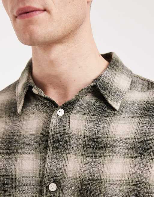 AllSaints Lumley long sleeve shirt in olive green check, 3 of 5