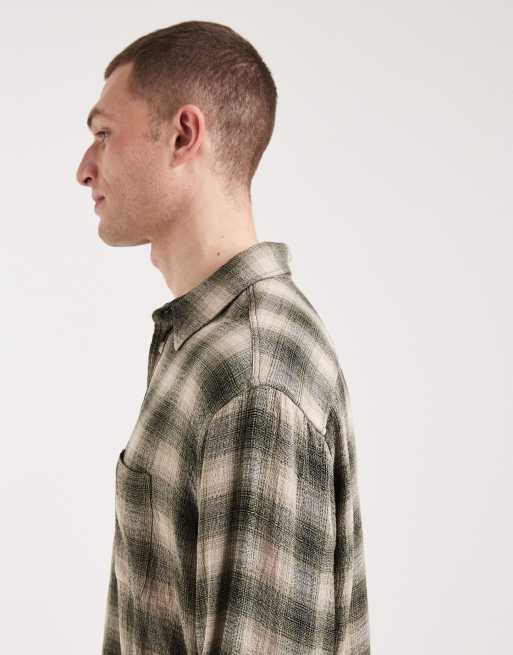 AllSaints Lumley long sleeve shirt in olive green check, 4 of 5