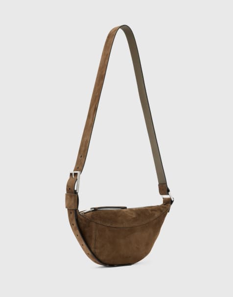 AllSaints - Luna - Borsa a tracolla marrone in camoscio - view 1