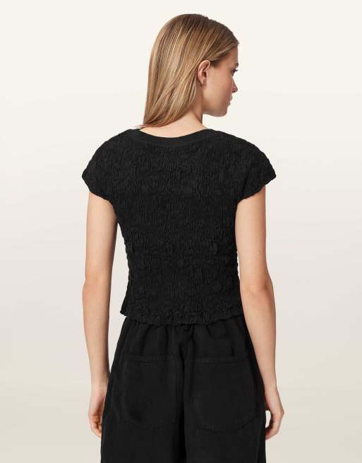 AllSaints Luna camiseta arrugada negra, 5 de 6