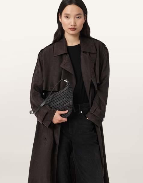 AllSaints - Luna Crecent - Sort buet taske i raffia - view 1
