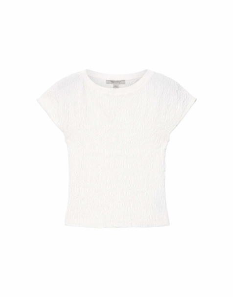 AllSaints Luna Crinkle-T-Shirt in Weiß - view 1