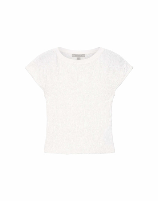 AllSaints Luna Crinkle-T-Shirt in Weiß, 2 von 6