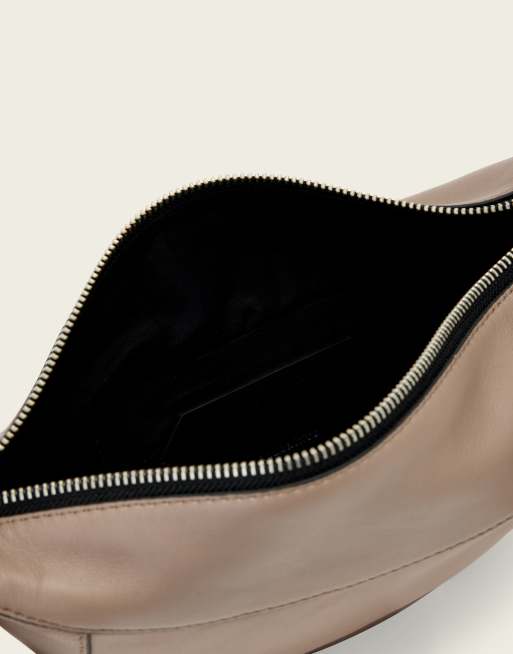 AllSaints Luna crossbody leather crescent bag in mocha brown, 4 of 4