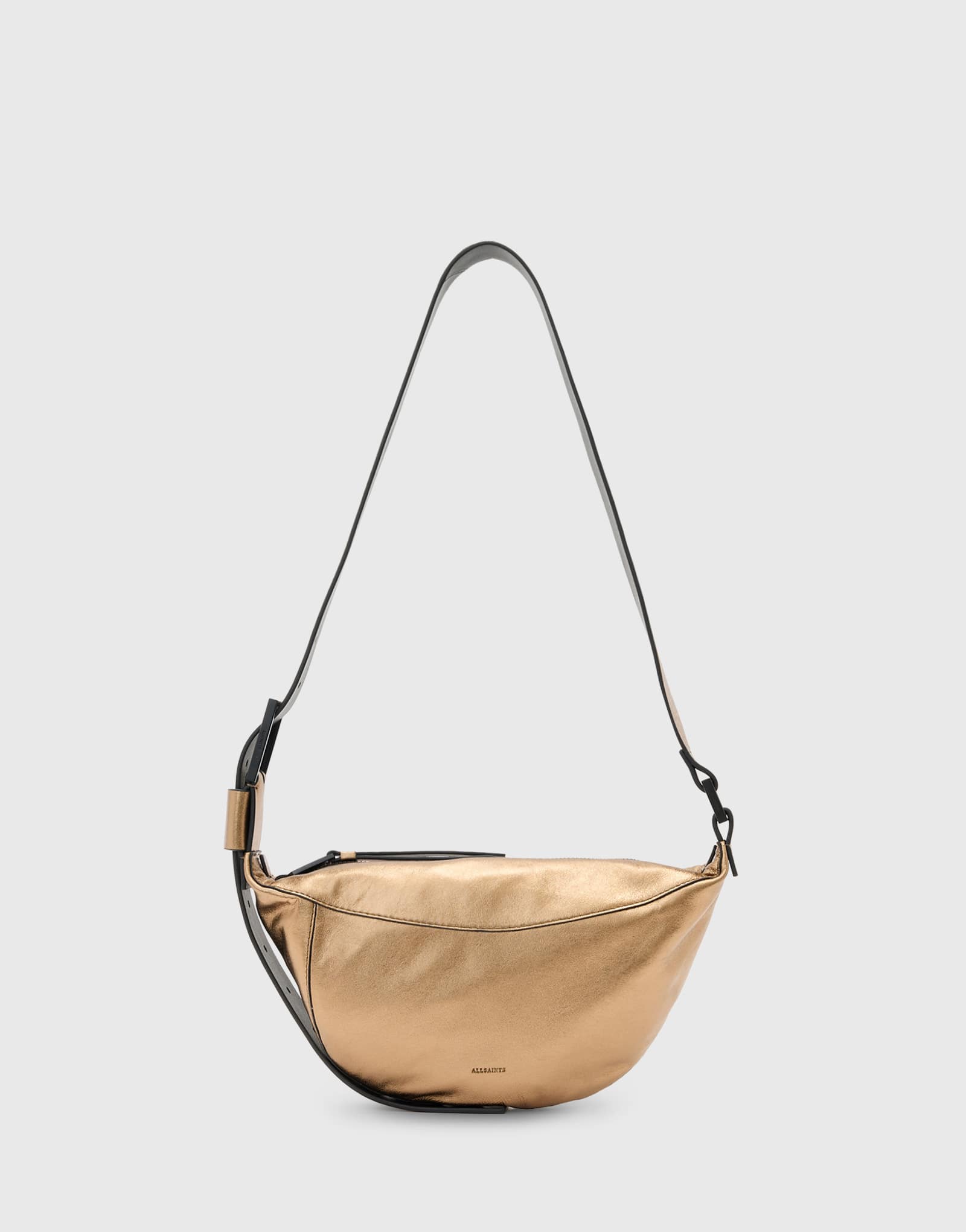 Кожаная сумка через плечо AllSaints Luna half moon золотого цвета