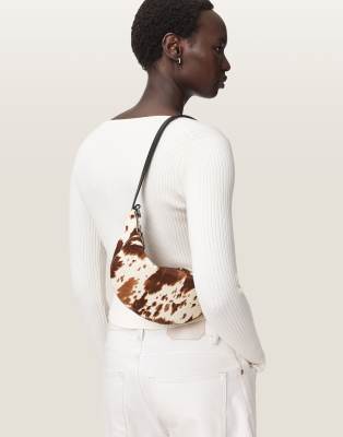 AllSaints - Luna - Kleine Schultertasche mit Kuhfellmuster-Bunt