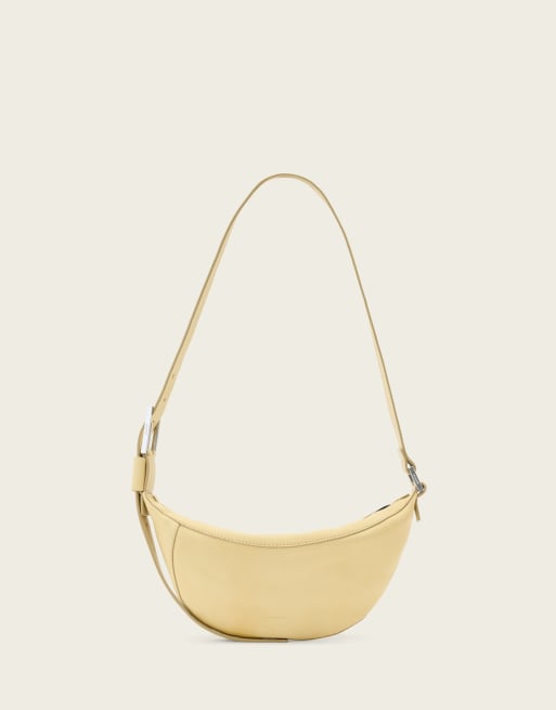 AllSaints Luna lambs leather crossbody bag in pale yellow, 4 of 4