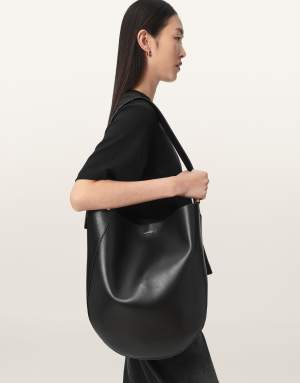 AllSaints Luna lambs Premium leather bucket bag in black